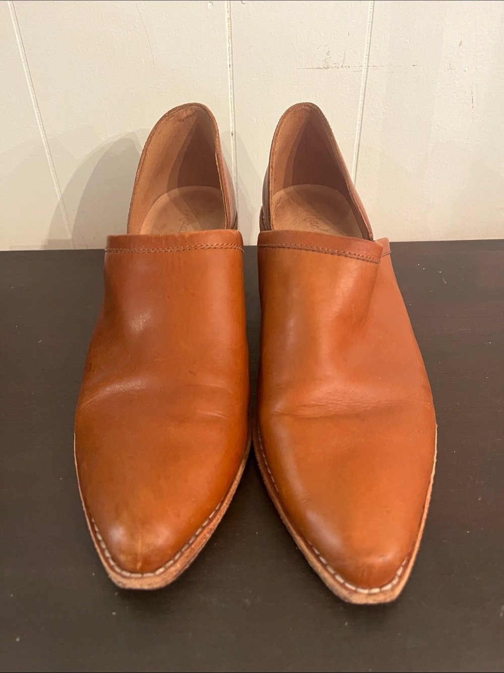 Madewell Tan Leather Slip-On Pointed Mules